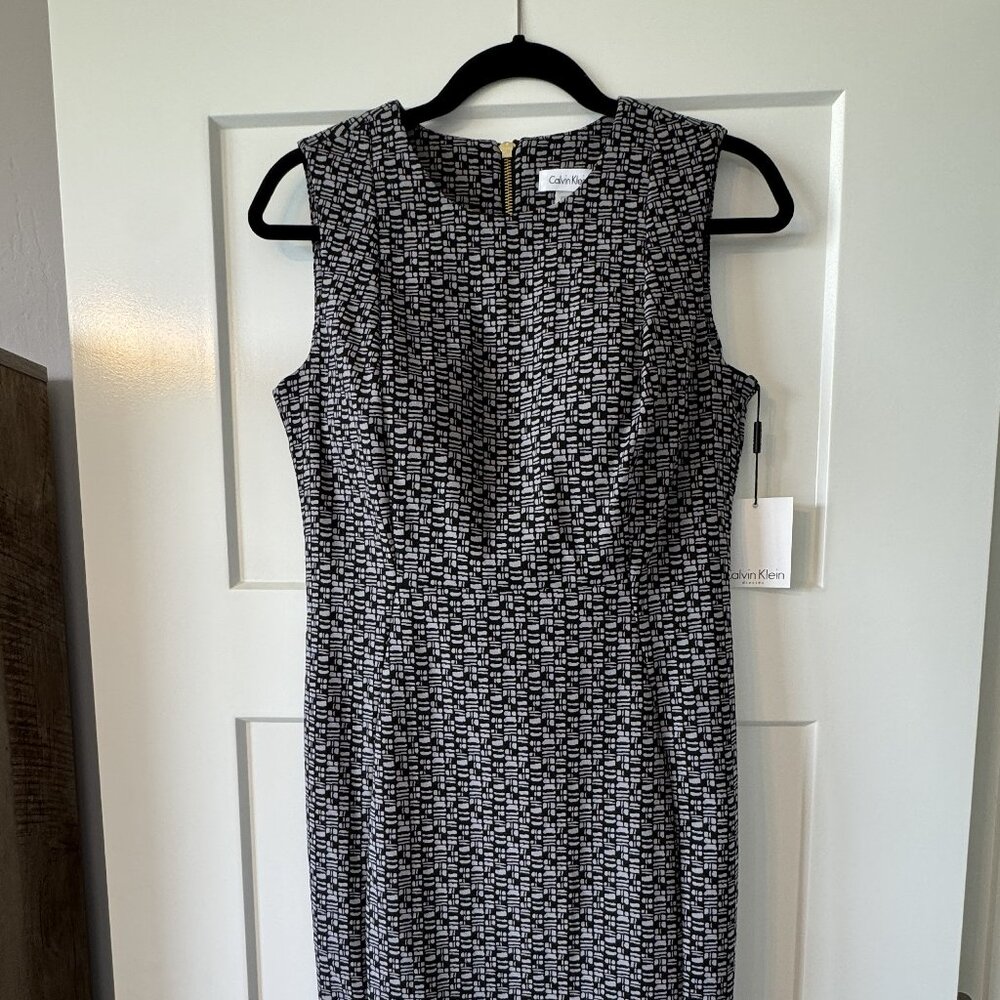Calvin Klein Women's dress, size 8, black and grey symmetrical design